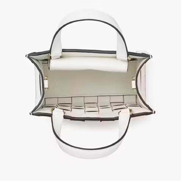 Kate Spade Wordplay Mini Manhattan Leather Tote - Black & White Crossword - Picture 7 of 8